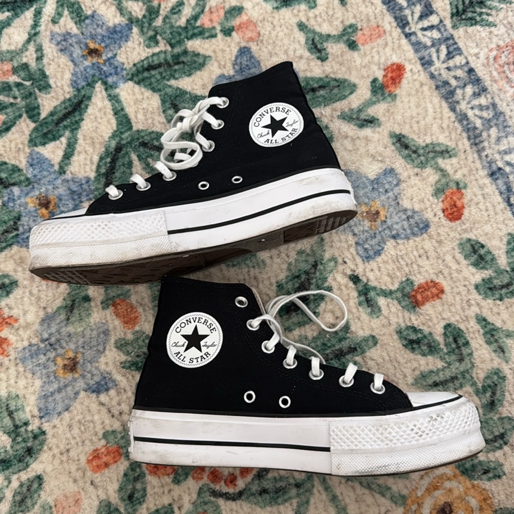 Converse Black High Top Platform Sneakers